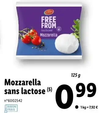 Lidl Mozzarella sans lactose offre