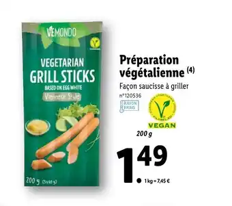 Lidl Préparation végétalienne offre