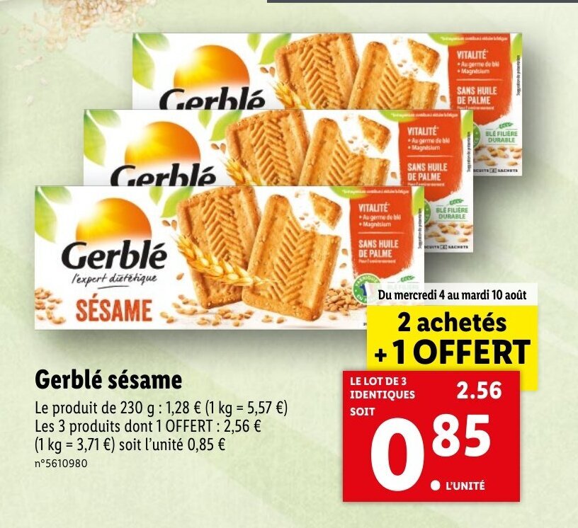 Promo Gerblé sésame chez Lidl