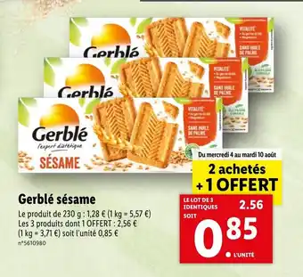 Lidl Gerblé sésame offre
