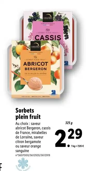 Lidl Sorbets plein fruit offre