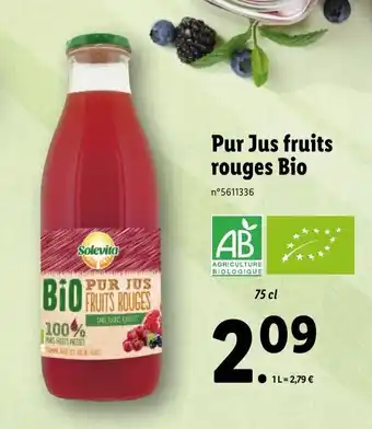 Lidl Pur jus fruits rouges bio offre