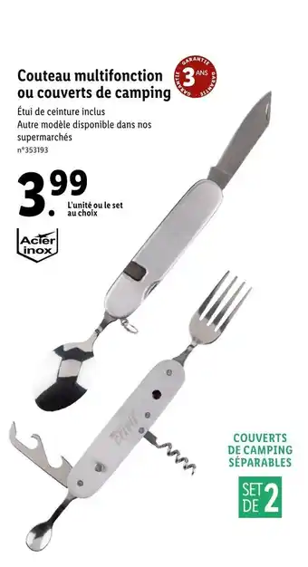Lidl Couteau multifonction ou couvets de camping offre