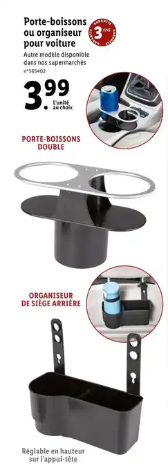Lidl Porte-boissons ou orgabiseur pour voiture offre