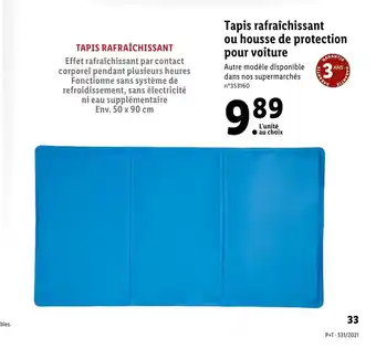 Lidl Tapis rafraîchissant ou housse de prorection pour voiture offre