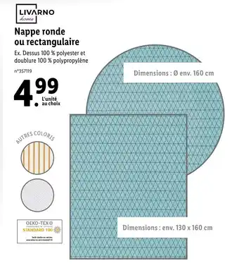 Nappe ronde ou rectangulaire