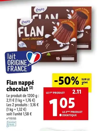 Lidl Flan nappé chocolat offre