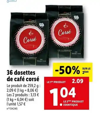 Lidl 36 Dosettes de café corsé offre