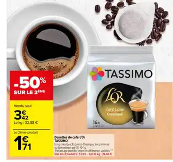 Carrefour Market Dosettes De Café L'or Tassimo offre