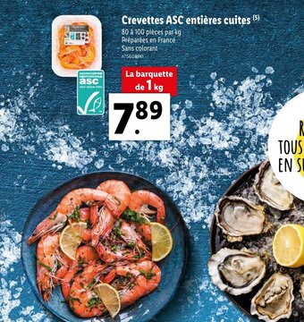 Lidl Crevettes ASC entières cuites offre