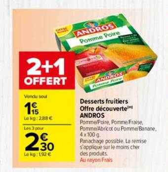 Carrefour Market Desserts Fruitiers Offre Découverte Andros offre