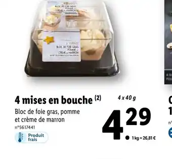 Lidl 4 mises en bouche offre