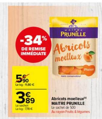 Carrefour Market Abricots Moelleux Maitre Prunille offre