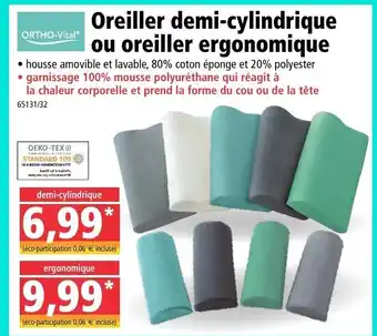 Norma Oreiller demi-cylindrique ou oreiller ergonomique offre