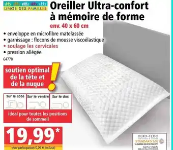 Norma Oreiller Ultra-confort à mémoire de forme offre