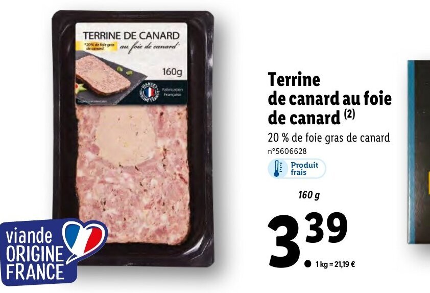 Promo Terrine de canard au foie de canard chez Lidl
