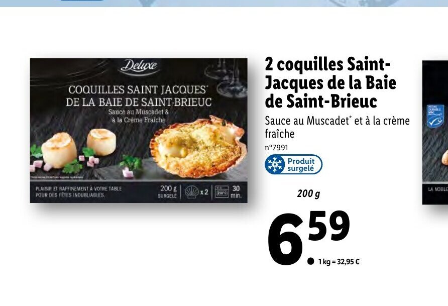 Promo 2 coquilles saint jacques de la baie de saintbrieuc chez Lidl