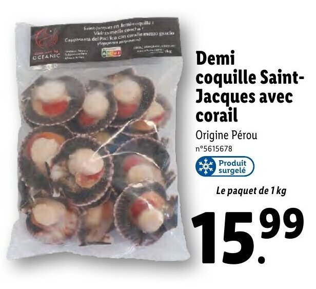 Promo Demi coquille saint jacques avec corail chez Lidl