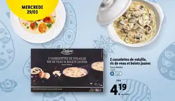Lidl 2 cassolettes de volaille ris de veau et bolets jaunes offre