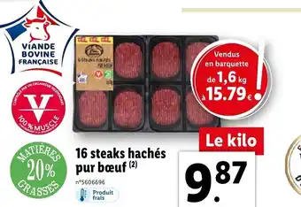 Lidl 16 steaks haches pur bœuf offre