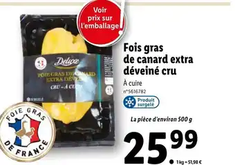 Lidl Fois gras de canard extra deveine cru offre