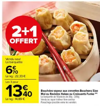 Carrefour Market Bouchées Vapeur Aux Crevettes Bouchons Siao Mai Ou Ravioles Hakao Ou Croissants Funko offre