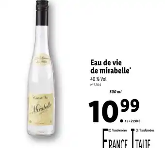 Lidl Eau de vie de mirabelle offre