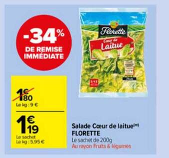 Carrefour Market Salade Cœur De Laitue Florette offre