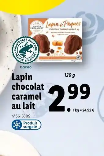 Lidl Lapin chocolat caramel au lait offre
