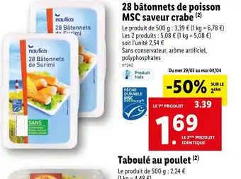 Lidl 28 batonnets de poisson MSC Saveur crabe offre
