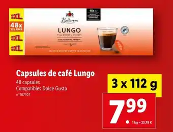 Lidl Capsules de cafe lungo offre