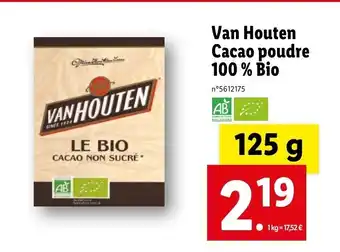 Van houten cacao poudre 100% bio