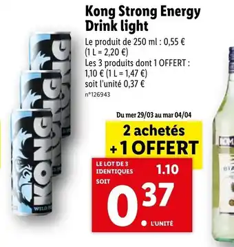 Lidl Kong strong energy Drink light offre