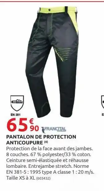 Rural Master Pantalon de protection anticoupure offre