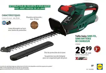 Lidl Taille-Haies Sans Fil, Sans Batterie Ni Chargeur offre