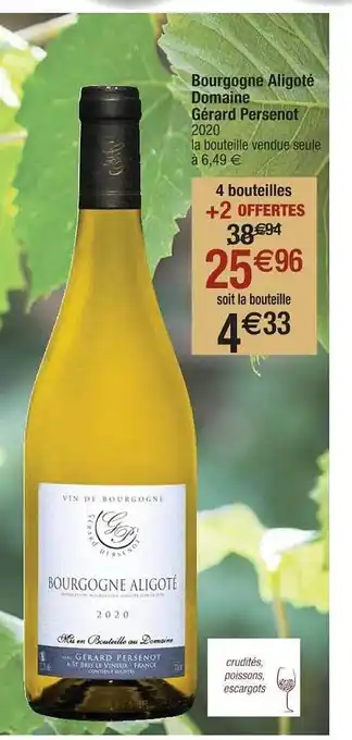 Bourgogne Aligoté Domaine Gérard Persenot 2020
