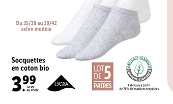 Lidl Socquettes En Coton Bio offre