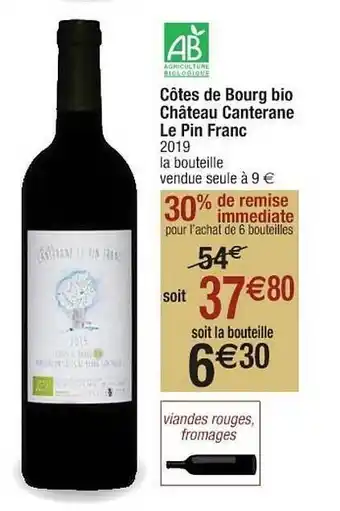 Côtes De Bourg Bio Château Canterane Le Pin Franc 2019