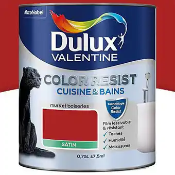 Castorama Peinture cuisine et salle de bain dulux valentine color resist rouge industriel satin 0,75l offre