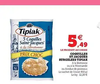 Hyper U Coquilles St Jacques Surgelées Tipiak offre