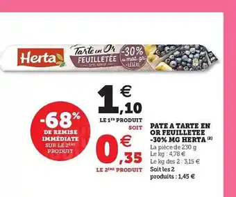 Pâte à Tarte En Or Feuilletée -30% Mg Herta