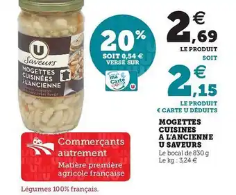 Hyper U Mogettes Cuisinés à L'ancienne U Saveurs offre