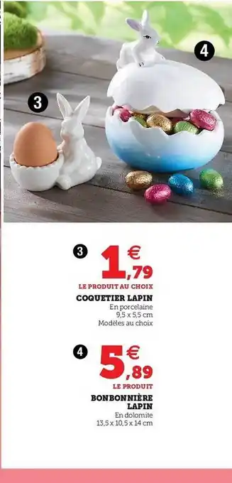 Hyper U Coquetier Lapin, Bonbonnière Lapin offre