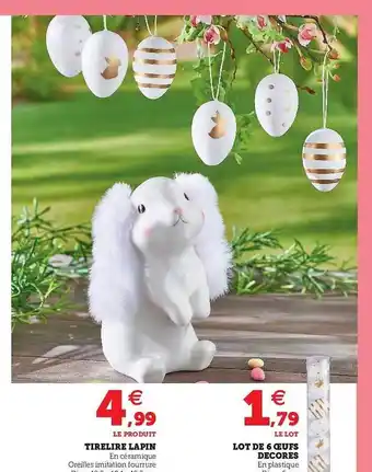 Hyper U Tirelire Lapin, Lot De 6 Oeufs Décorés offre