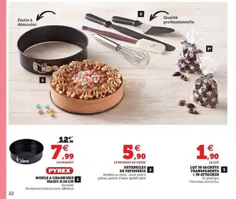 Hyper U Moule à Charnière Magic 26 Cm, Ustensiles De Patisserie, Lot 10 Sachets Transparents + 30 Attaches offre