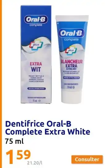 Action Dentifrice Oral-B Complete Extra White offre