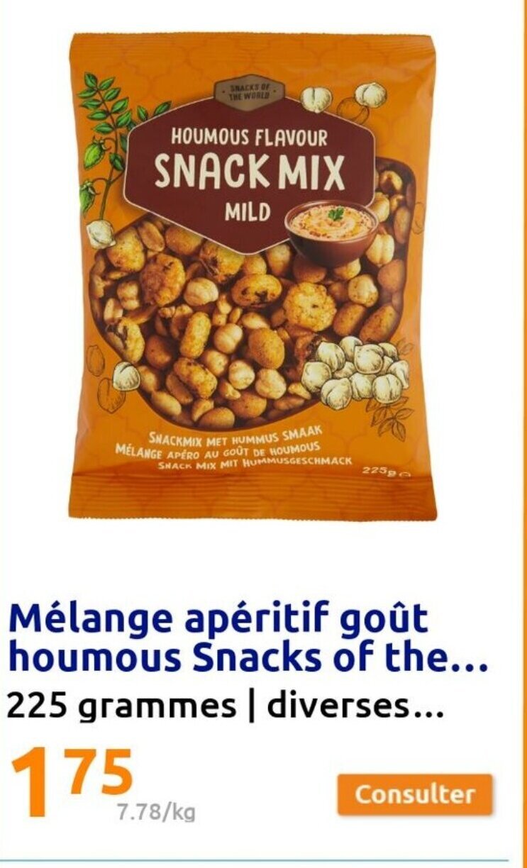 Promo Mélange Apéritif Goût Houmous Snacks of The chez Action