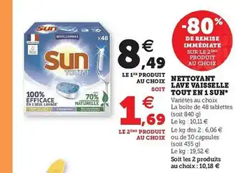 Hyper U Nettoyant Lave Vaisselle Tout En 1 Sun offre