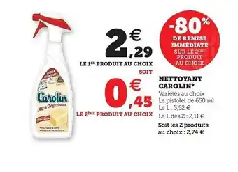 Hyper U Nettoyant Carolin offre