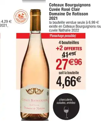 Cora x Carrefour Coteaux Bourguignon Cuvée Rosé Clair Domaine De Rotisson 2021 offre